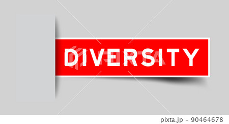 Inserted red color label sticker with word diversity on gray background 90464678