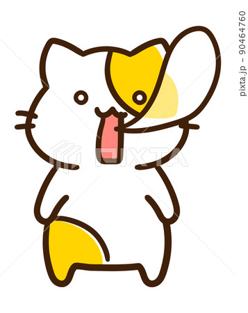 魂が抜けるかわいいねこの手書き風デフォルメイラストのイラスト素材