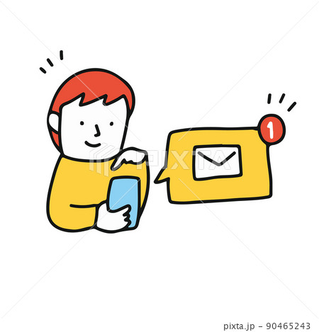 スマートフォンにメールが着信した人のイラスト 90465243