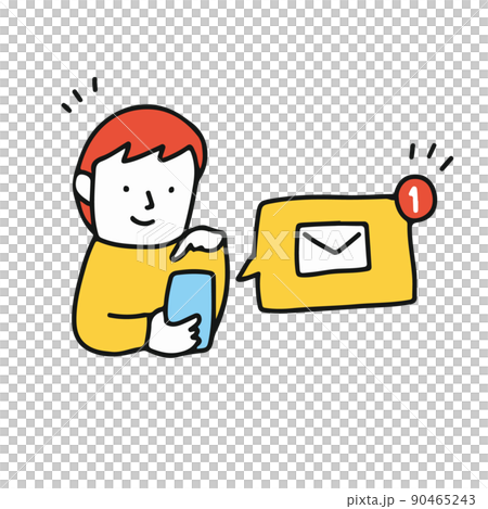 スマートフォンにメールが着信した人のイラスト 90465243