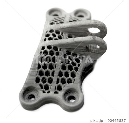 Model printed on a 3d printer made of cement concrete isolated on a white background close-up. Additive automation manufacturing 3D printing technology. Concept new modern 3d printing technologies. 90465827