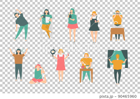 モーニングルーティーン イラストセット モーニングルーティーン イラストセット 90465960