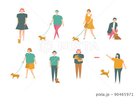 犬を飼っている人々のイラストセット 90465971
