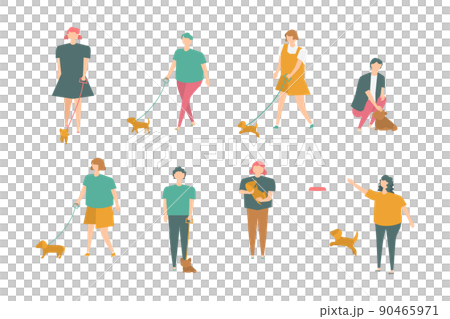犬を飼っている人々のイラストセット 90465971