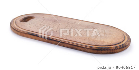 Wood cutting board isolated at white background. Wooden pizza board 90466817