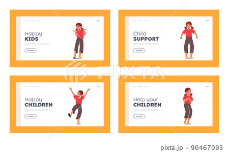 Kid Emotions Landing Page Template Set. Surprised, Happy, Shocked, Angry and Crying Facial Expression. Children Feelings Kid Emotions Landing Page Template Set. Surprised, Happy, Shocked, Angry and Crying Facial Expression. Children Feelings 90467093