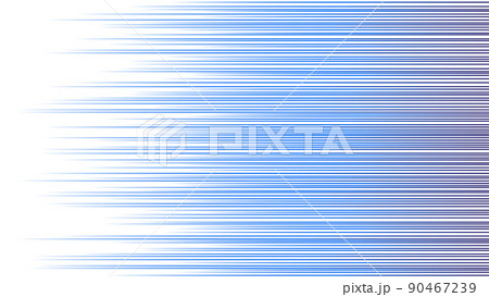 横に流れるスピード感のある青いグラデーションがかかった効果線 - エフェクト･背景の素材 90467239