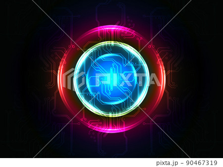 Abstract vector technology design background concept with circuit and circle light effects background, abstract tech, illustration vector design 90467319