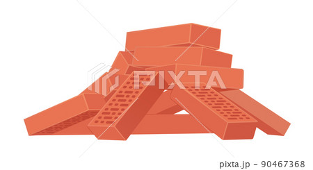 Pile of red bricks Heap of building material. Pile of red bricks Heap of building material. 90467368