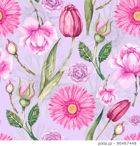 Watercolor floral pink pattern Watercolor floral pink pattern 90467448