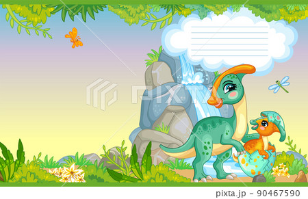Cover for notebook with cute parasaurolophus vector Cover for notebook with cute parasaurolophus vector 90467590