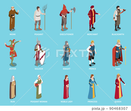 Medieval Isometric Icons Set 90468307