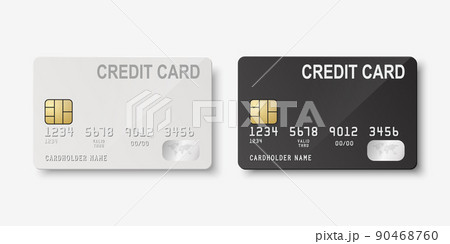 Vector 3d Realistic Black and White Blank Credit Card Isolated. Design Template of Plastic Credit or Debit Card for Mockup, Branding. Credit Card Payment Concept. Front Side Vector 3d Realistic Black and White Blank Credit Card Isolated. Design Template of Plastic Credit or Debit Card for Mockup, Branding. Credit Card Payment Concept. Front Side 90468760