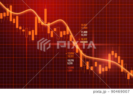 Negative chart of investment financial data. The concept of economic recession and crisis. Fall of world trade Negative chart of investment financial data. The concept of economic recession and crisis. Fall of world trade 90469007