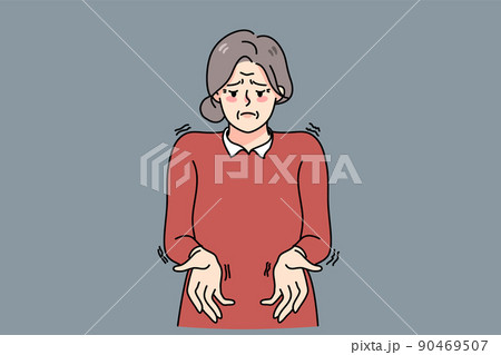 Sick old woman suffer from Parkinson disease  90469507