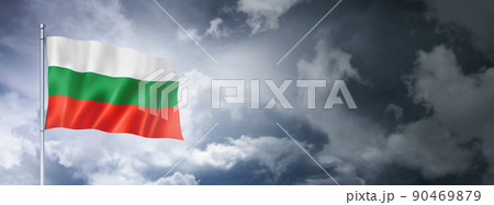 Bulgarian flag on a cloudy sky 90469879