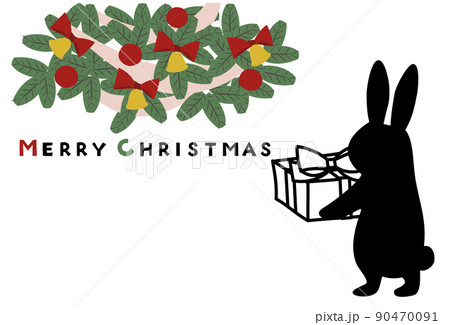 うさぎシルエットの手描きクリスマスカード(年賀状にも) うさぎシルエットの手描きクリスマスカード(年賀状にも) 90470091