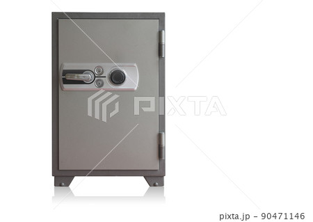 front view grey and silver steel save box on white background, object, furniture, money, safety, copy space front view grey and silver steel save box on white background, object, furniture, money, safety, copy space 90471146