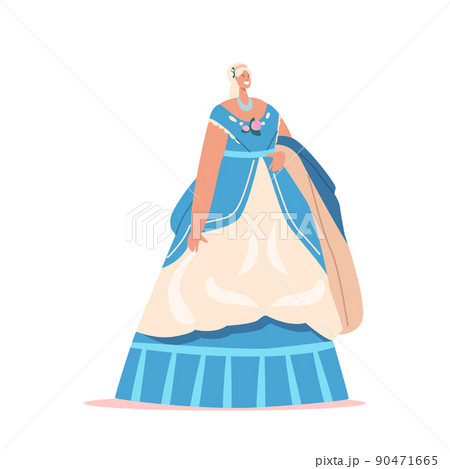 Beautiful Lady in Historical Vintage Dress of 19th Century. Woman in Elegant Ball Gown Isolated on White Background Beautiful Lady in Historical Vintage Dress of 19th Century. Woman in Elegant Ball Gown Isolated on White Background 90471665
