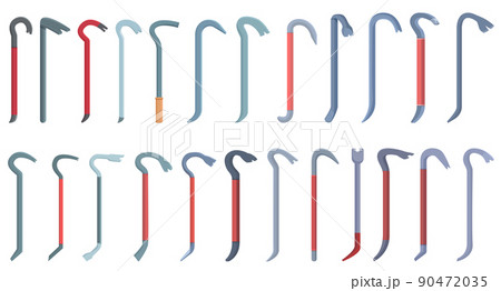 Crowbar icons set cartoon vector. Breaking burglar. Carpentry construction 90472035