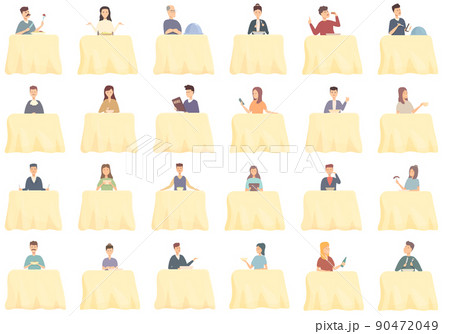 Food critic icons set cartoon vector. Food restaurant. Social review 90472049