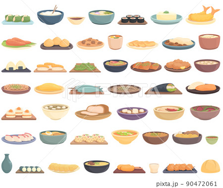 Japanese food icons set cartoon vector. Japan... - Stock Illustration  [90472061] - PIXTA