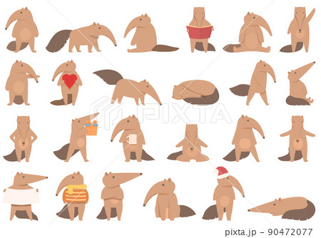 Anteater icons set cartoon vector. Ant animal. Giant fauna 90472077