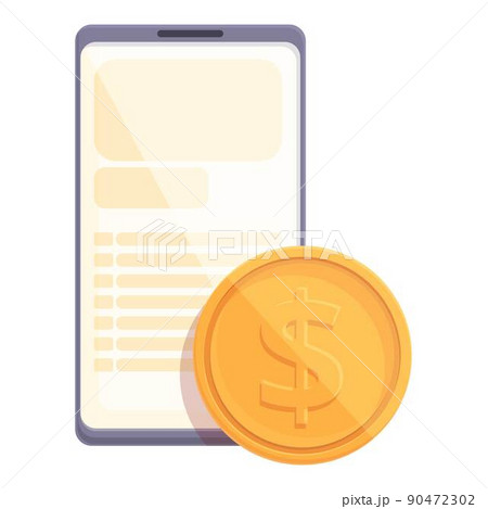 Dollar coin smartphone icon cartoon vector. Strategy profit. Data content 90472302