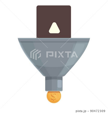 Money funnel icon cartoon vector. Monetize streaming. Profit lead 90472309