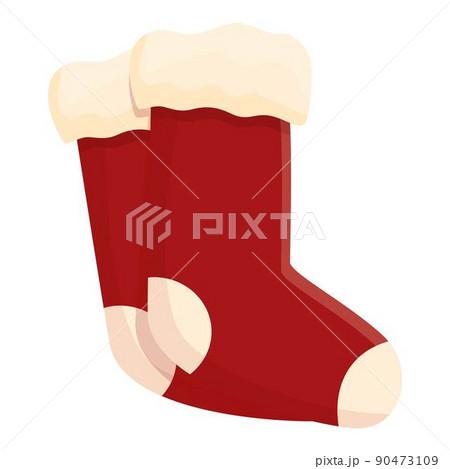 Red wool sock icon cartoon vector. Winter foot. Cotton shoes Red wool sock icon cartoon vector. Winter foot. Cotton shoes 90473109