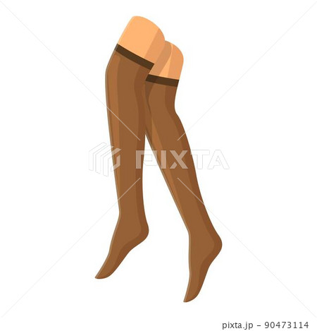 Brown stockings icon cartoon vector. Winter foot. Woman leg Brown stockings icon cartoon vector. Winter foot. Woman leg 90473114