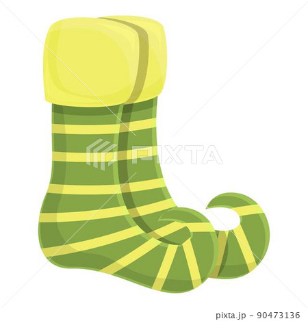Green striped socks icon cartoon vector. Cotton sock. Winter witch 90473136