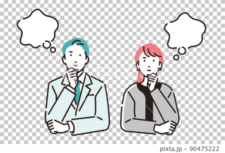 人物 考えるビジネスパーソン男女 90475222