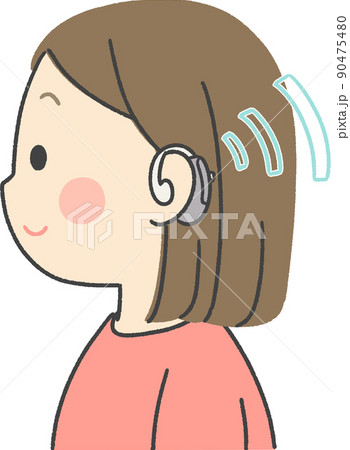 補聴器をつけている女の子 90475480