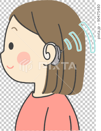 補聴器をつけている女の子 90475480