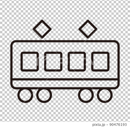 Simple horizontal monochrome line drawing icon of train / white background Simple horizontal monochrome line drawing icon of train / white background 90476193