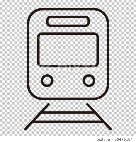 簡單的單色前線繪圖圖標/火車白色背景 90476194