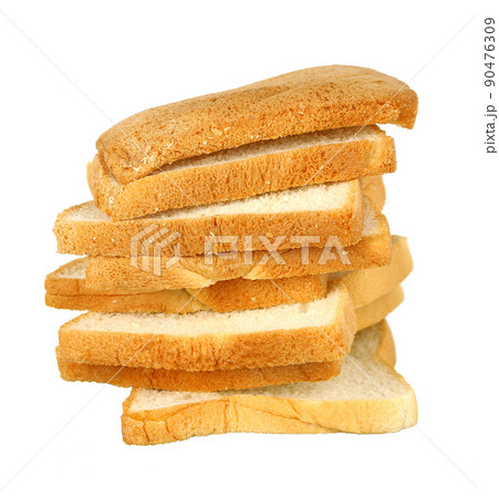 Rows of bread, stack rows of slices. 90476309