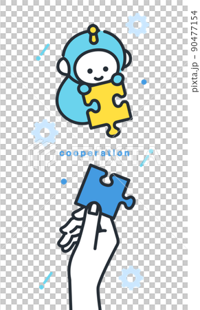 人類和人工智能一起工作的圖像。 人類和人工智能一起工作的圖像。 90477154