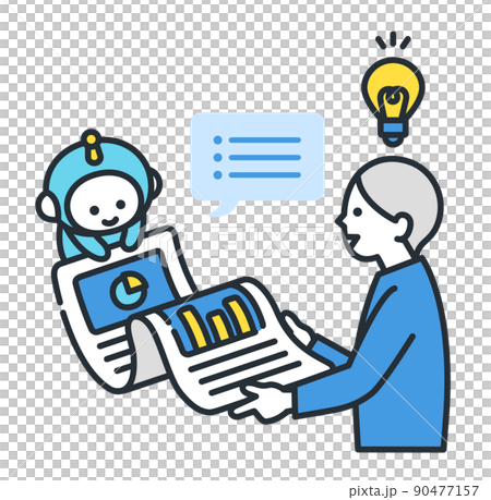 An illustration of AI sharing the analyzed data. An illustration of AI sharing the analyzed data. 90477157