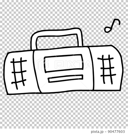 Line drawing illustration of CD radio cassette player 90477603