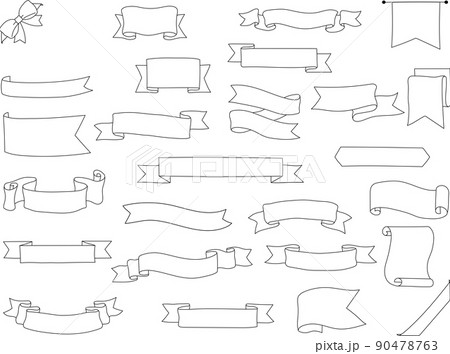 手描きのリボンフレームセット　文字なし 90478763