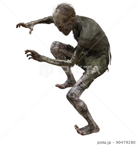 Zombie male isolated white background 3d illustration 90479280