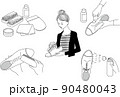 靴を磨く手順や道具のイラストの詰め合わせ shoespolish 90480043