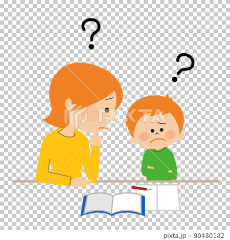 Parents and children who are worried about studying Parents and children who are worried about studying 90480182