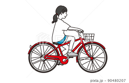 自転車に乗るアジア人の子供 90480207