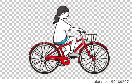 自転車に乗るアジア人の子供 90480207