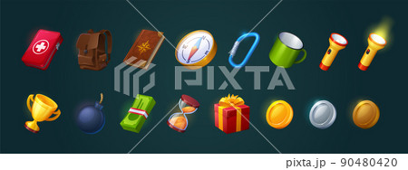 Game icons cartoon vector gui graphic elements set Game icons cartoon vector gui graphic elements set 90480420