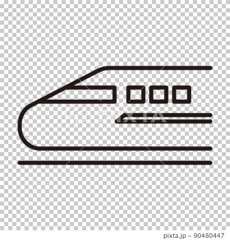 新幹線簡單水平單色線畫圖標/白色背景 90480447