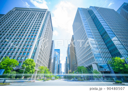 東京風景 丸の内 超高層ビル群 永代通り 東京風景 丸の内 超高層ビル群 永代通り 90480507